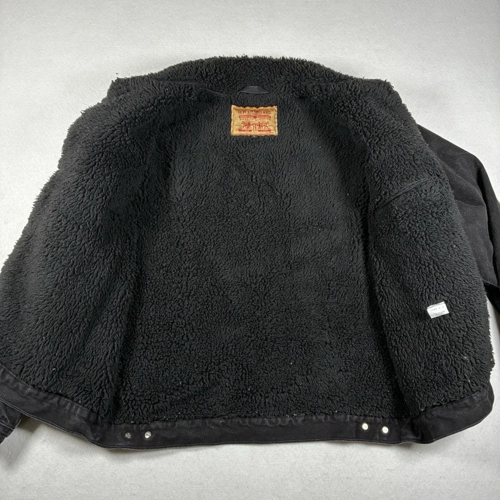 VTG 1995 Levis 70629 Blackout Mens L Sherpa Lined Denim Trucker Type 3 Jacket